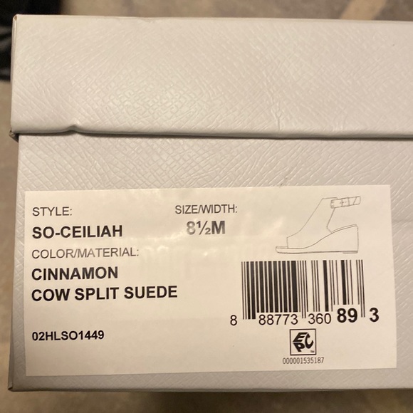Sole Society New In Box So-Ceiliah Cinnamon Cow Split Suede 8.5.M Wedge Heels - Picture 5 of 6